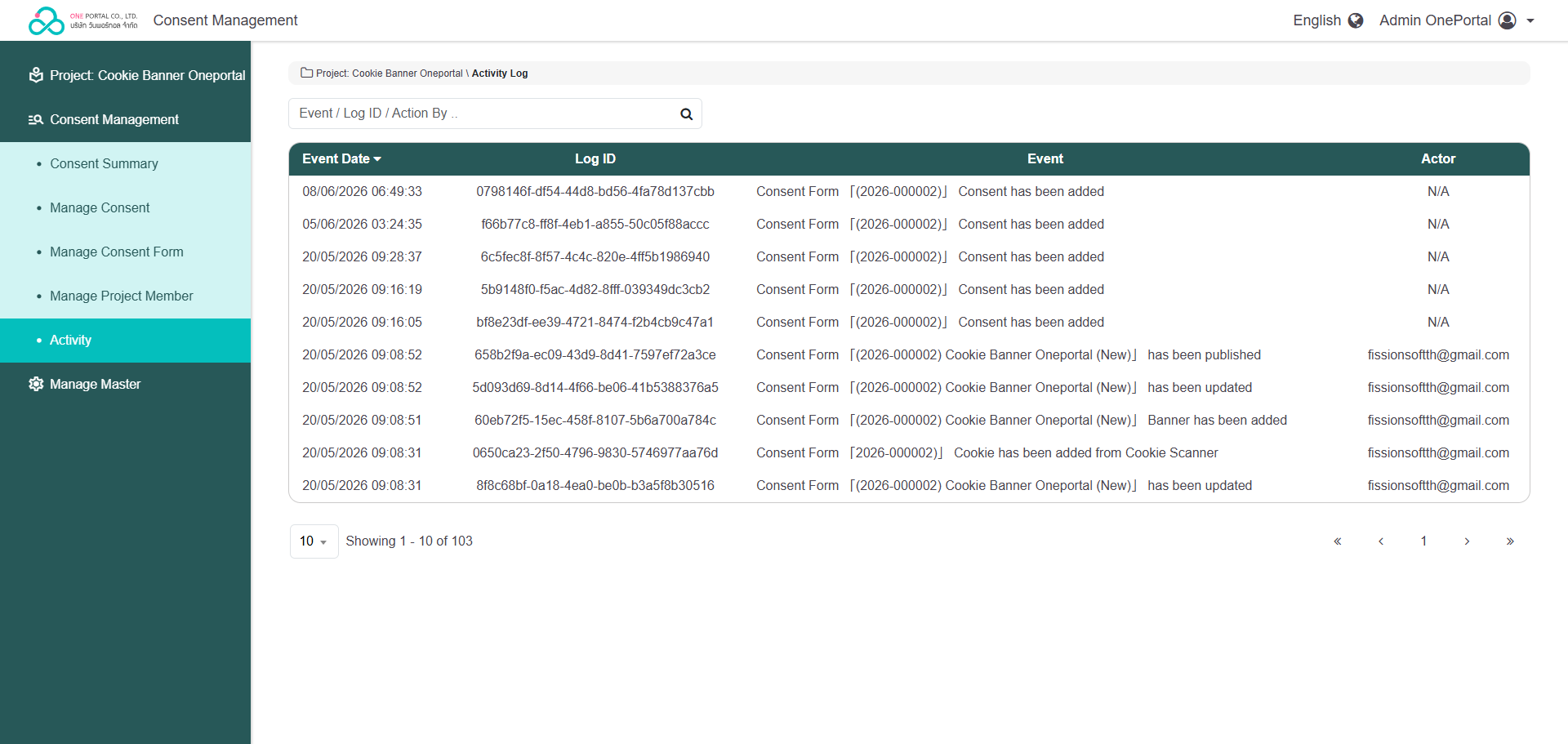 Activity Log